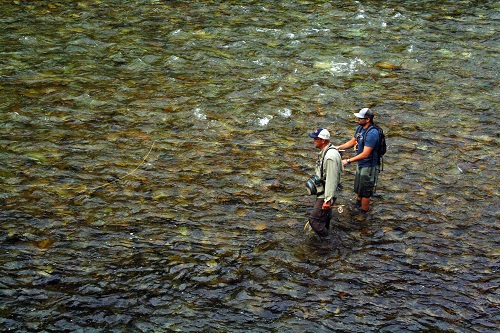 Brad Naccarato and ROW guide Randy Dingman work a shallow drift. All photos courtesy of David Uhlenkott