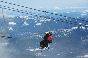 Eric and Fay on chairlift at 49N. // Photo: Steve Boosinger